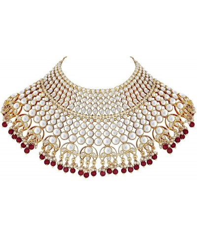 Indian Ethnic Wedding Wear Necklace Set Maroon 1 $23.97 Jewelry Sets