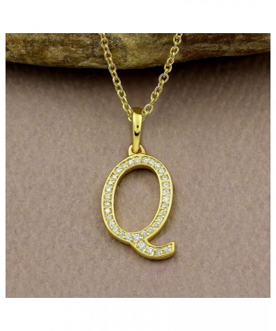 Moissanite Initial Pendant Necklace, Gold Plated Sterling Silver Letter Pendant Necklace with A-Z Alphabet Jewelry Gifts For ...