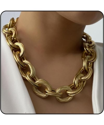 Chunky Choker Necklaces Gold Layered Necklace for Women Dainty O Link Necklace Cuban Link Chain Necklaces Punk Hip-hop Jewelr...