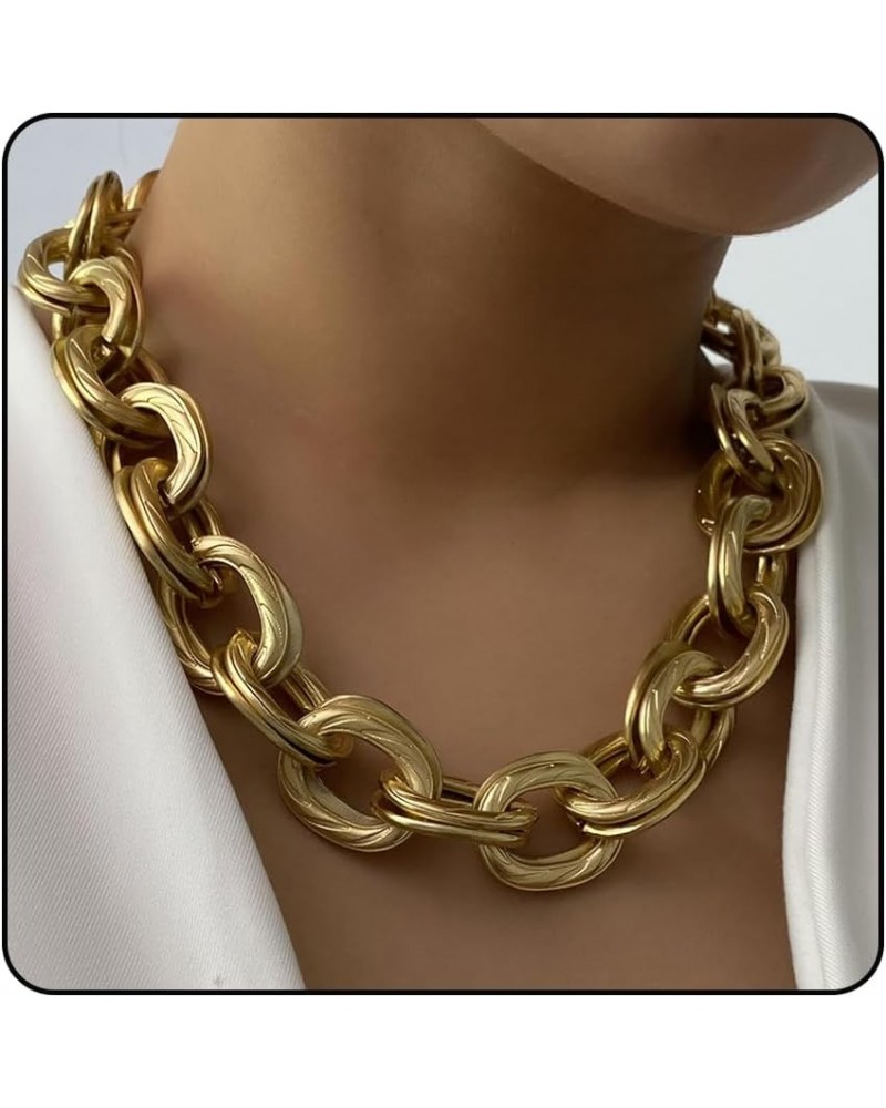 Chunky Choker Necklaces Gold Layered Necklace for Women Dainty O Link Necklace Cuban Link Chain Necklaces Punk Hip-hop Jewelr...