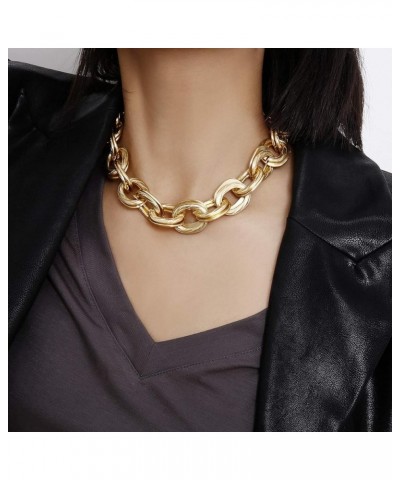 Chunky Choker Necklaces Gold Layered Necklace for Women Dainty O Link Necklace Cuban Link Chain Necklaces Punk Hip-hop Jewelr...