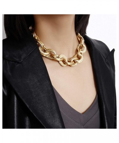 Chunky Choker Necklaces Gold Layered Necklace for Women Dainty O Link Necklace Cuban Link Chain Necklaces Punk Hip-hop Jewelr...