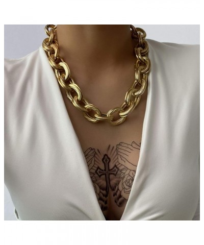 Chunky Choker Necklaces Gold Layered Necklace for Women Dainty O Link Necklace Cuban Link Chain Necklaces Punk Hip-hop Jewelr...