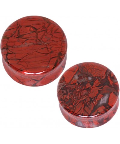 Pair of Double Flared Natural Red Brecciated Jasper Stone Plugs 7/8" (22mm) $7.64 Body Jewelry