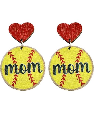 Mother's Day MOM Letter Earrings Wooden Baseball Football Basketall Volleyball Rugby Print Dangle Earrings Sports Lover Earri...