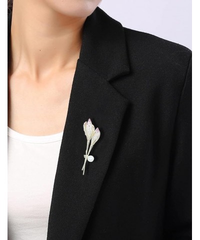 Crystal Tulip Flower Pin Brooch Rhinestone Lily Floral Jewelry Suit Breastpin for Women Bridal Gold Tulip $9.68 Brooches & Pins