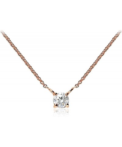 Sterling Silver 1/4 or 1/3 Carat Lab Grown Diamond 4mm Round Solitaire Choker Necklace Rose Gold 0.33 carats $88.92 Necklaces