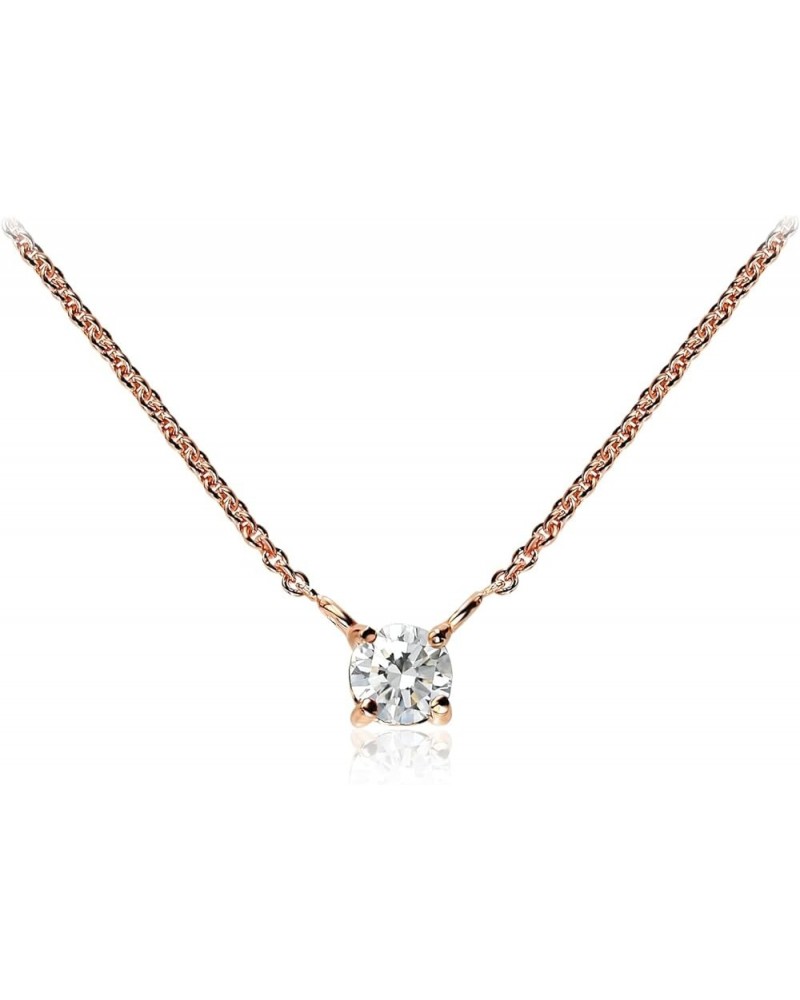 Sterling Silver 1/4 or 1/3 Carat Lab Grown Diamond 4mm Round Solitaire Choker Necklace Rose Gold 0.33 carats $88.92 Necklaces