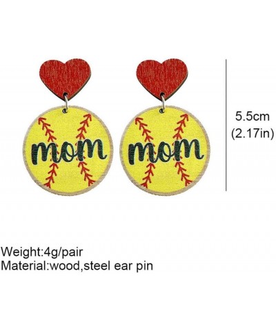 Mother's Day MOM Letter Earrings Wooden Baseball Football Basketall Volleyball Rugby Print Dangle Earrings Sports Lover Earri...