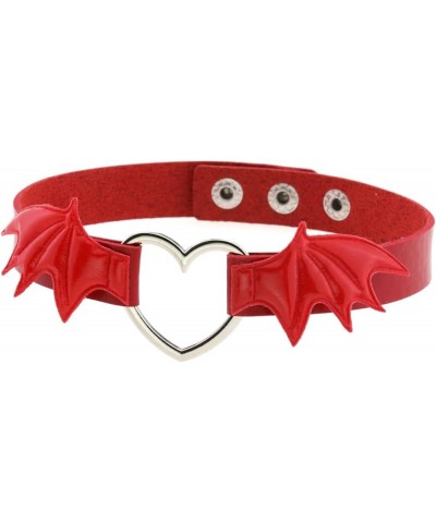 Punk Love Heart Choker Bat Wings Collar Gothic PU Leather Necklace Neck Accessories Red $8.54 Necklaces