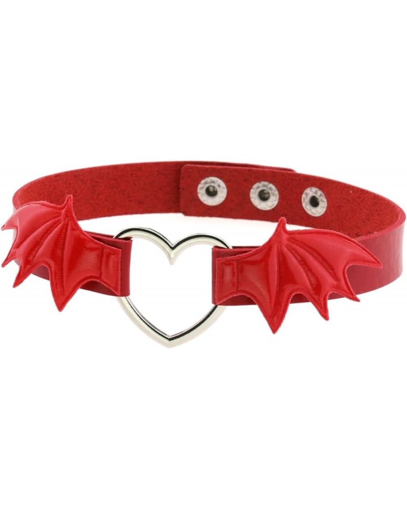 Punk Love Heart Choker Bat Wings Collar Gothic PU Leather Necklace Neck Accessories Red $8.54 Necklaces