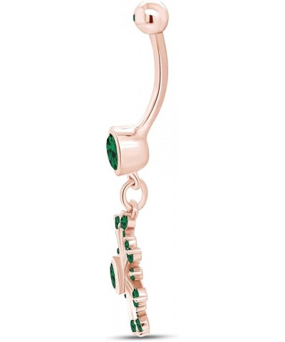 Snowflake Belly Button Navel Ring in 14K Gold Over Sterling Silver Rose Gold Over : Simulated Emerald $24.90 Rings