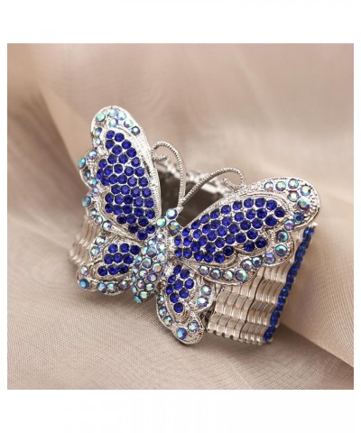 Elegant Wedding Bridal Austrian Crystal Butterfly Shaped Stretch Bangle Elastic Brides Bridesmaid Bracelet Jewelry for Women ...