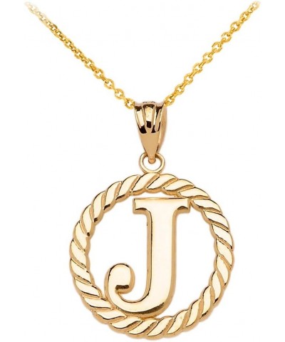 10k Yellow Gold Roped Circle "A-Z" Initial Pendant Necklace 16.0 Inches J $76.99 Necklaces