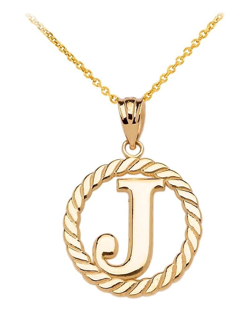 10k Yellow Gold Roped Circle "A-Z" Initial Pendant Necklace 16.0 Inches J $76.99 Necklaces