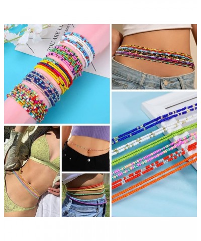 32pcs Waist Beads Chains for Women, Belly Beads for the Waist, Elastic African Waist Beads Adjustable Waist Chains Set(31.4-3...