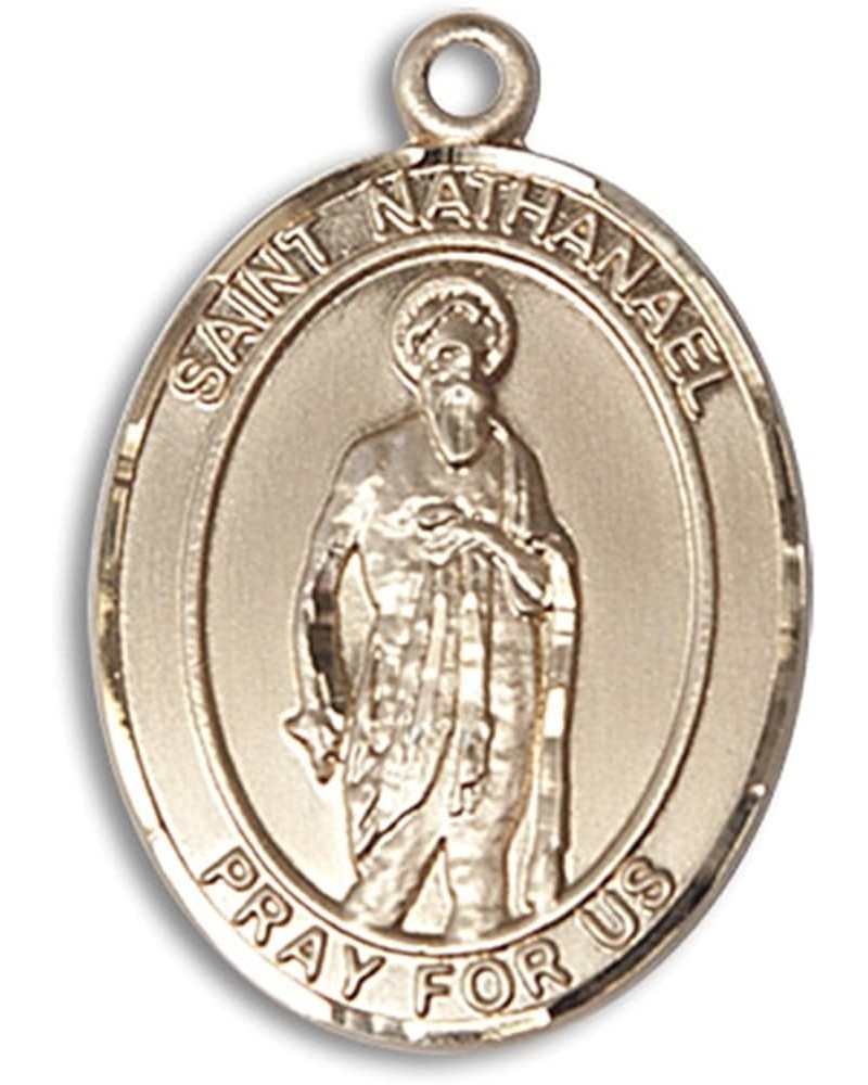 14 Karat Gold Catholic Patron Saint Medal Pendant, 1 Inch Saint Nathanael $568.63 Necklaces