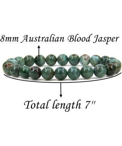 Handmade Gem Semi Precious Gemstone 8mm Round Beads Stretch Bracelet 7" Unisex Australian Blood Jasper $8.82 Bracelets