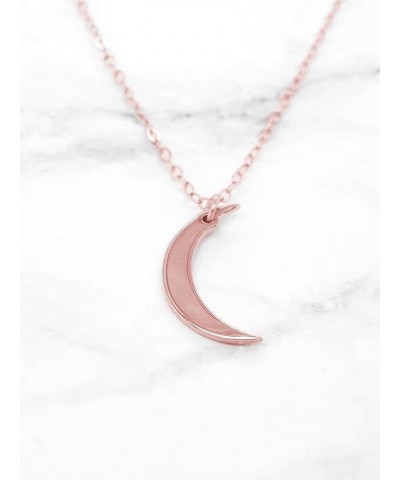 Moon Necklace - Dainty Crescent Moon Necklace for Women (Made in The USA Rose Gold $13.97 Necklaces