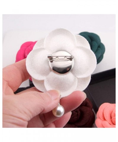 6PCS Fabric Camellia Flower Brooch Pins for Women Fashion Brooch Pins Pearl Tassel Corsage Jewelry Brooches Gifts Rose Red $9...