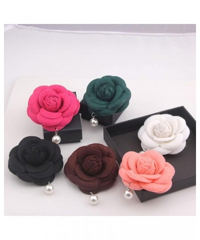 6PCS Fabric Camellia Flower Brooch Pins for Women Fashion Brooch Pins Pearl Tassel Corsage Jewelry Brooches Gifts Rose Red $9...