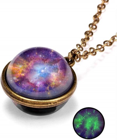 Fashion Glass Necklace Universe Galaxy Planet Glass Ball Pendant Unique Special Jewelry Gift for Womens Girls One Size D $4.1...