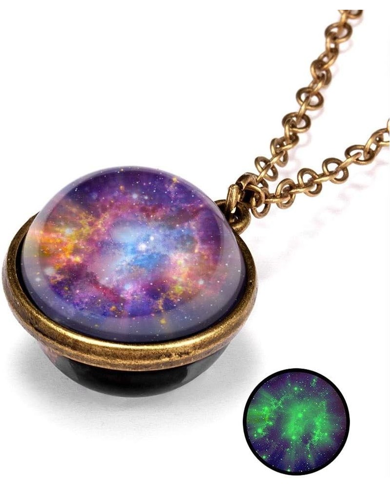 Fashion Glass Necklace Universe Galaxy Planet Glass Ball Pendant Unique Special Jewelry Gift for Womens Girls One Size D $4.1...