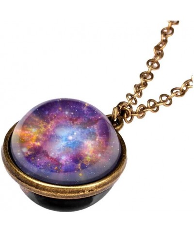 Fashion Glass Necklace Universe Galaxy Planet Glass Ball Pendant Unique Special Jewelry Gift for Womens Girls One Size D $4.1...