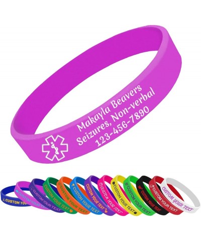 Personalized Medical Alert Bracelet Silicone Custom Rubber Wristbands Customized Medical Id Bracelet Engraved with Text for W...