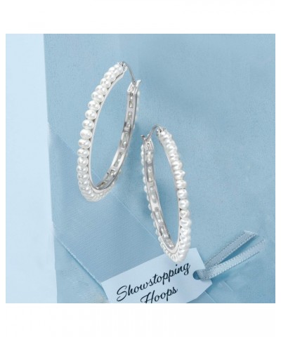 3.5-4mm Cultured Pearl Hoop Earrings in Sterling Silver $67.76 Earrings