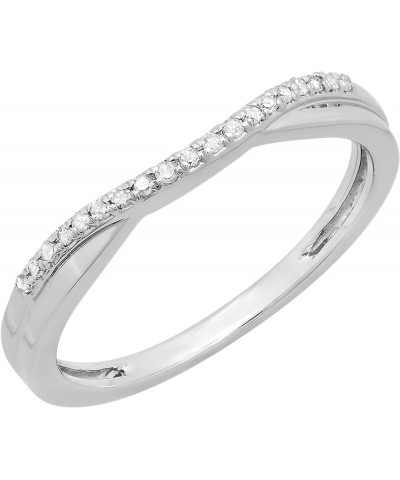 0.11 Carat (ctw) 10K Gold Round Cut White Topaz Ladies Anniversary Wedding Guard Contour Band 9.5 White Gold $92.47 Rings