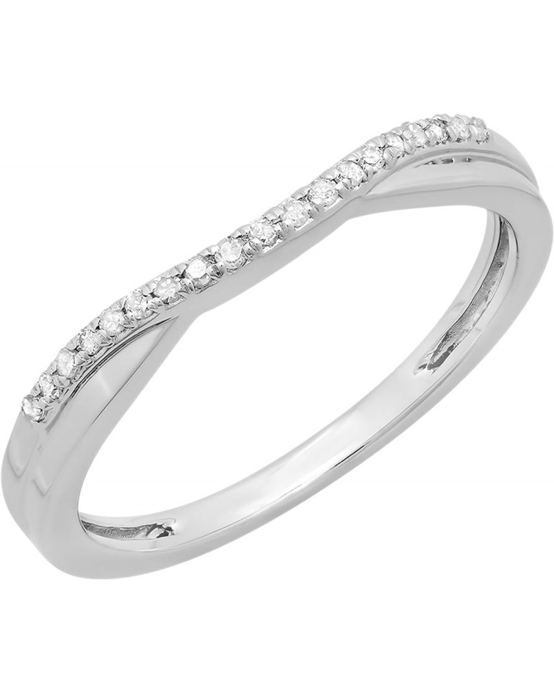 0.11 Carat (ctw) 10K Gold Round Cut White Topaz Ladies Anniversary Wedding Guard Contour Band 9.5 White Gold $92.47 Rings