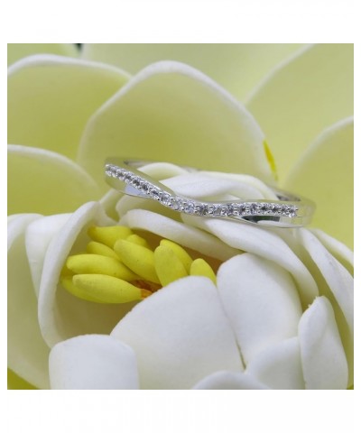 0.11 Carat (ctw) 10K Gold Round Cut White Topaz Ladies Anniversary Wedding Guard Contour Band 9.5 White Gold $92.47 Rings