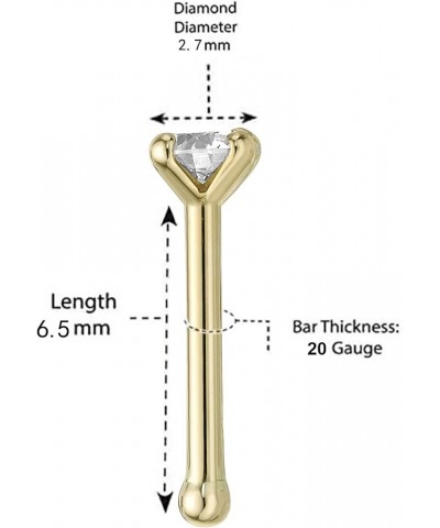 0.01 to 0.07 Carat Lab Grown Diamond Straight Bone Nose Ring in 14k White or Yellow Gold (D-E, VVS1-VVS2 to I2-I3, cttw) 20 G...