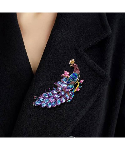 Animals Birds Feather Brooches for Women/Men Fashion Ornamental Rhinestone Broach Pins Gifts Rhinestone Peacock $13.74 Brooch...