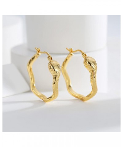 Earrings for Women Gold Hoop Earrings 18K Gold Plated Hypoallergenic Chunky Open Hoops Lightning Pearl Heart Twisted Hoops Li...