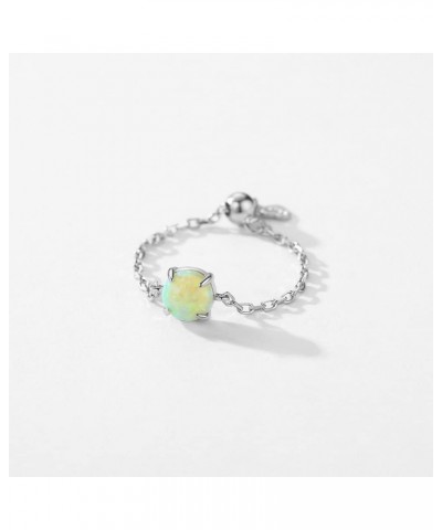 Opal Heart Ring for Women Girls 925 Sterling Silver Adjustable Finger Band Love Heart Engagement Promise Rings Dangle Ball Li...