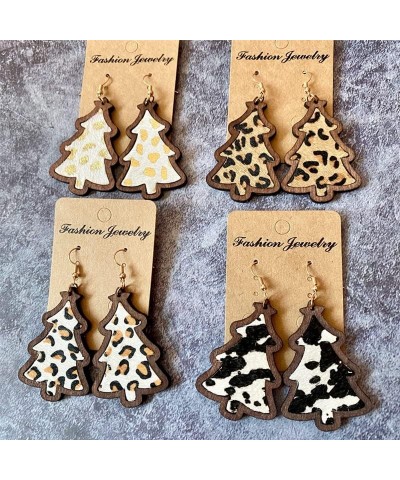 Colorful Christmas Tree Star Resin Acrylic Dangle Earrings for Women Girls Lightweight Leopard Floral Cow Print Fur Leather S...