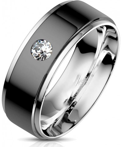 His and Hers TRIO Wedding Rings Set Her Sterling Silver Black Stainless Steel Band for Him Her 5 - His 12 $32.25 Sets