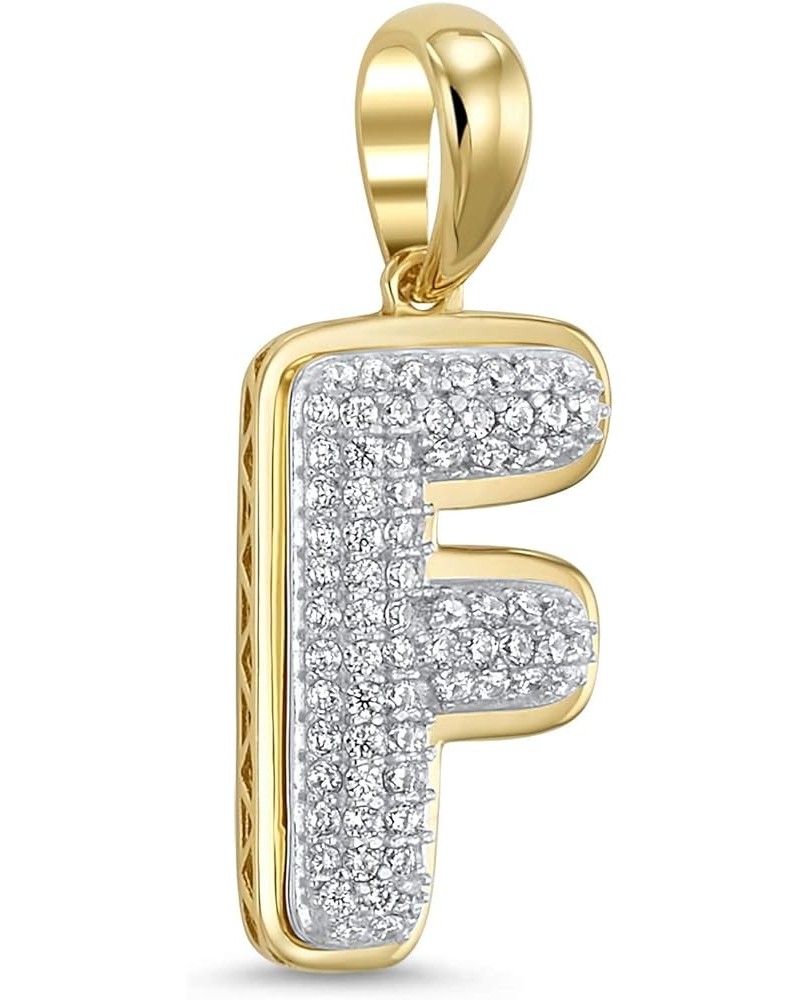 14k Yellow Gold Plated 925 Sterling Silver Cubic Zirconia Bubble Initial Pendant 0.75 Inches F $16.63 Necklaces