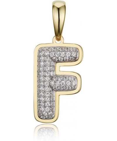 14k Yellow Gold Plated 925 Sterling Silver Cubic Zirconia Bubble Initial Pendant 0.75 Inches F $16.63 Necklaces