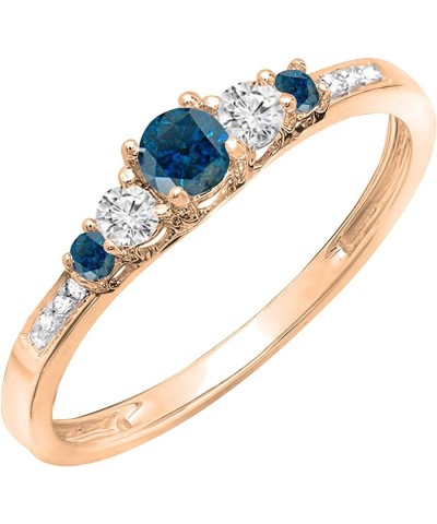 0.35 Carat (ctw) Round Blue and White Diamond Five Stone Engagement Ring for Women in Gold 8.5 18k: Metal Stamp Rose Gold $13...