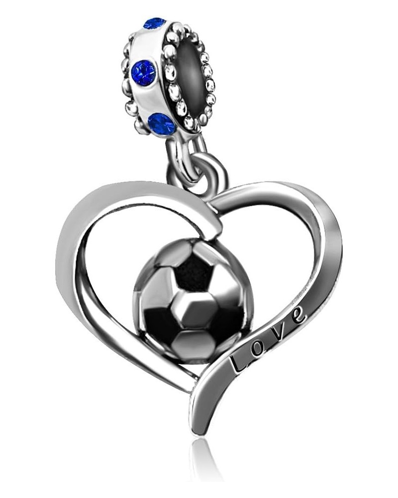 Football Charm Soccer FIFA World Cup Sport Heart Birthstone Charms for Bracelets Father Daughter Brother Son Jewelry Blue $8....