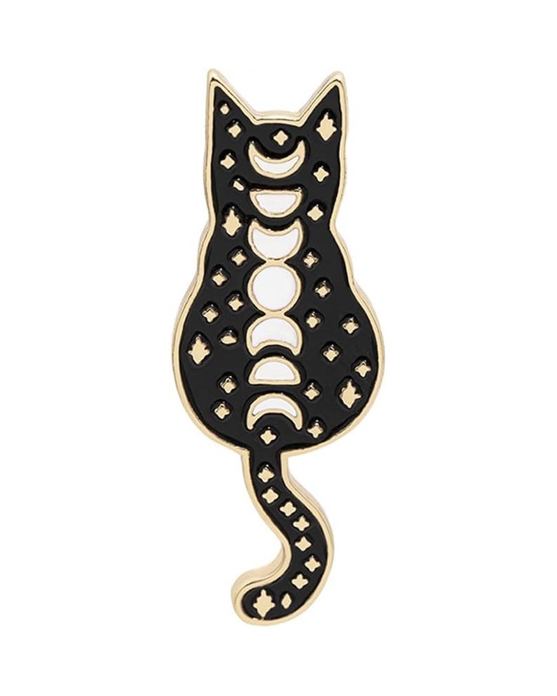 Black Enamel Color Magic Cat Safe Lapel Pin and Brooch Lazy Cat Lady Lonely cat $8.20 Brooches & Pins