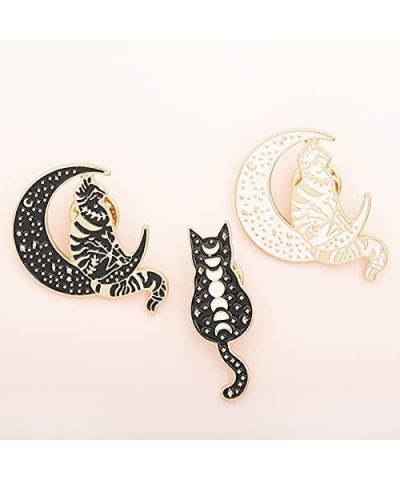 Black Enamel Color Magic Cat Safe Lapel Pin and Brooch Lazy Cat Lady Lonely cat $8.20 Brooches & Pins