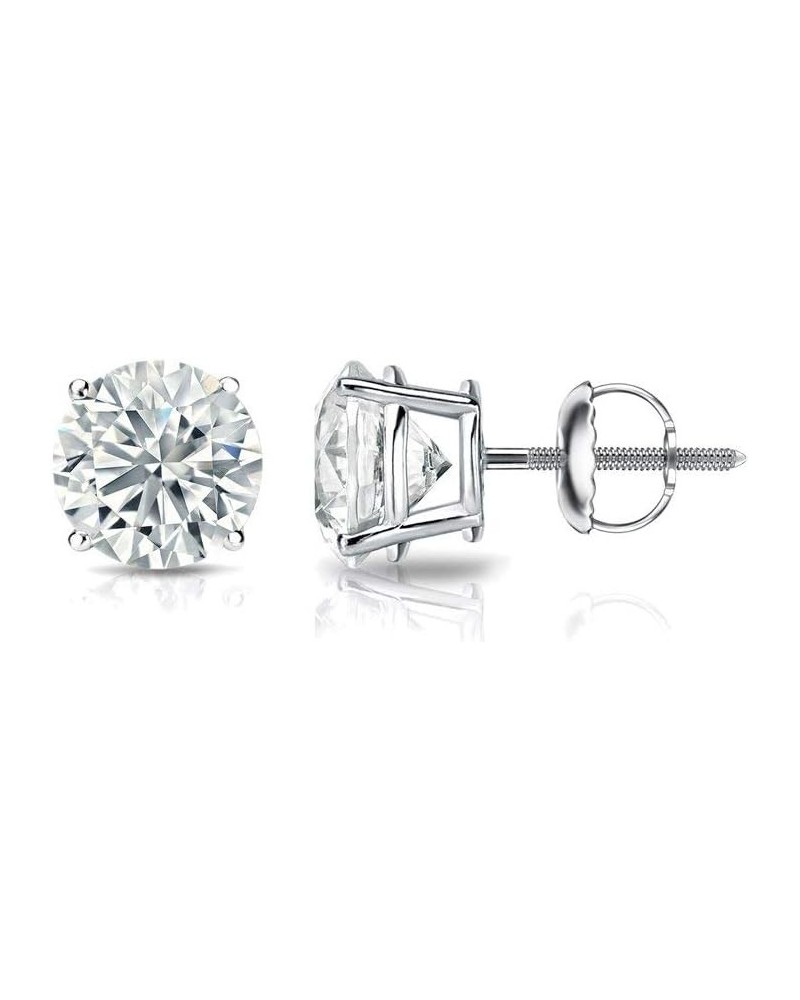 1/4 to 2 Carat Lab Grown Diamond Round Stud Earrings in 14k Gold (E-F, SI1-SI2, cttw), 4-Prong Basket Screw Back White Gold 0...