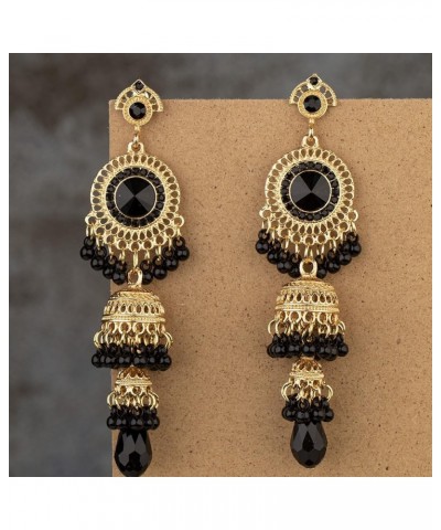 Bollywood Jhumka Jhumki Long Tassel Earrings Traditional Bohemian Earring Dangle Drop Cubic Zirconia Oxidized Dangling Boho B...