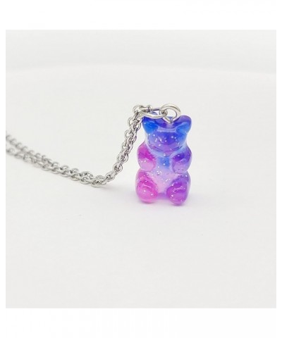 Mix-color Cute Gummy Bear Necklace Colorful Resin Bear Pendant Necklace for Women Girls dark blue $11.20 Necklaces