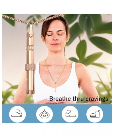 Anxiety Relief Necklace Mindfulness Breathing Meditation Stress Relief Necklace for Women Men Double ring Rose gold $10.82 Ne...