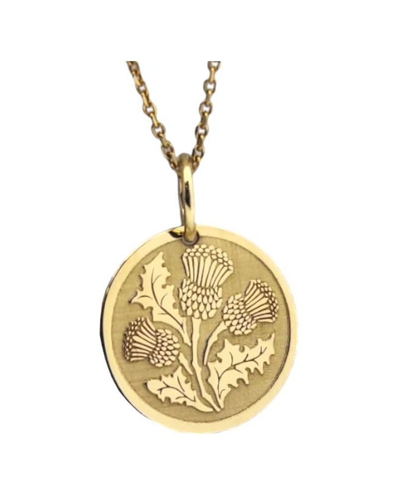 14K Solid Gold Thistle Pendant, Scottish Thistle Necklace 20 Inches Chain 0.65 inches / 16.5mm $84.73 Necklaces